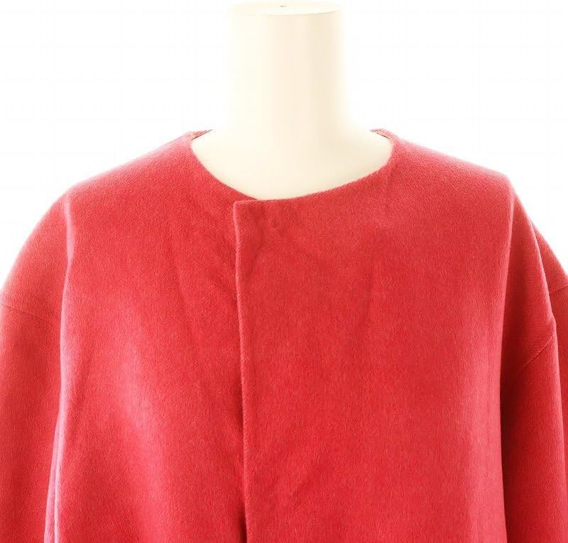 ドゥロワー Drawer ウールカシミヤケヌキノーカラーコート 36 S ピンク